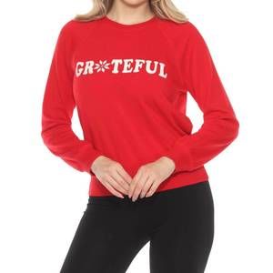 NEW PJ SALVAGE grateful long sleeve lounge top in red
